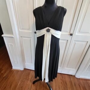 Vintage 2000'S Sleeveless Black and Ivory Babydoll Party Dress sz 14 Homecoming